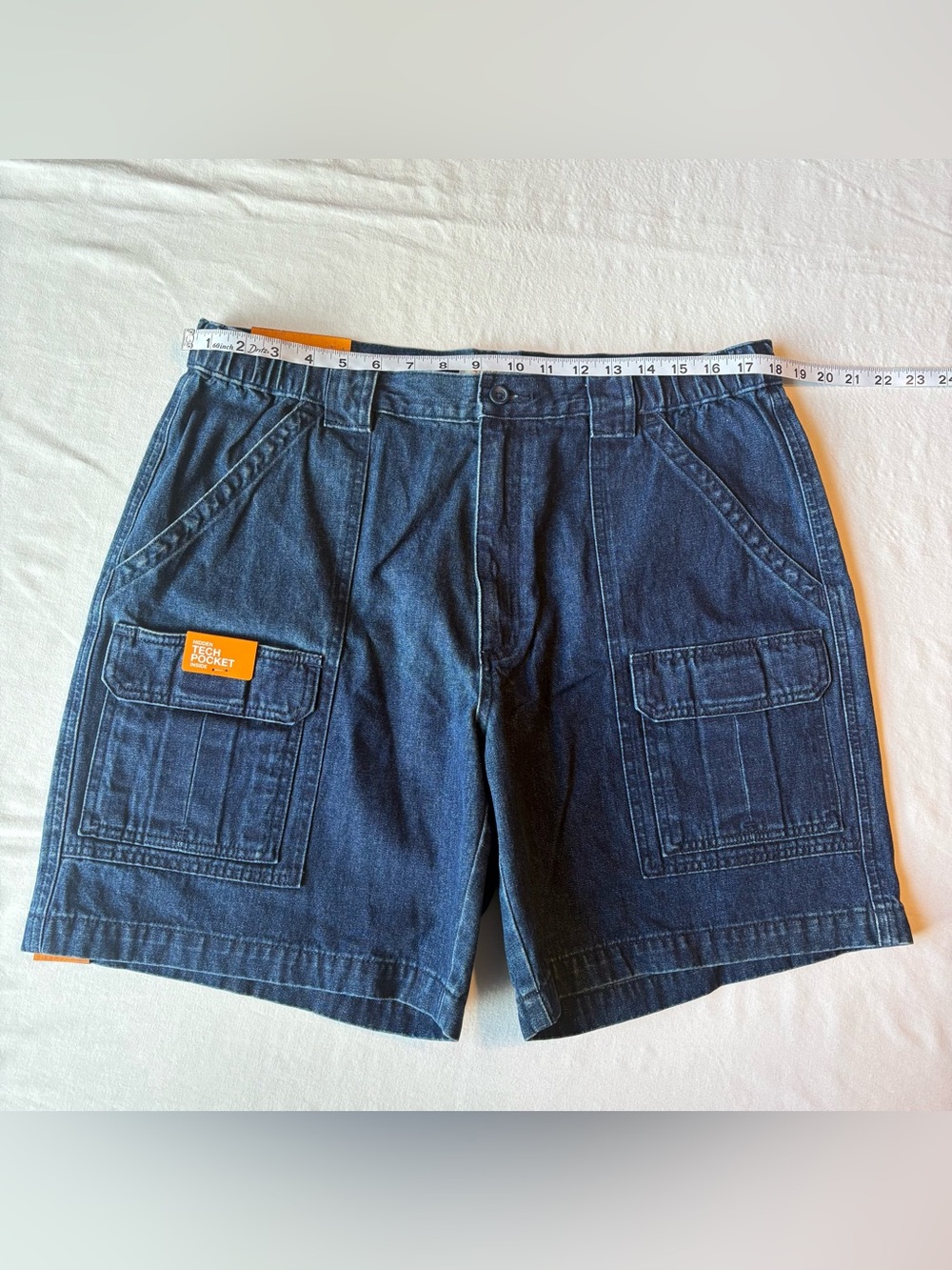 NWT Savane Men’s Hiking Denim Shorts size W36 Blue Jean Outdoor Comfort Waist - Picture 2 of 14